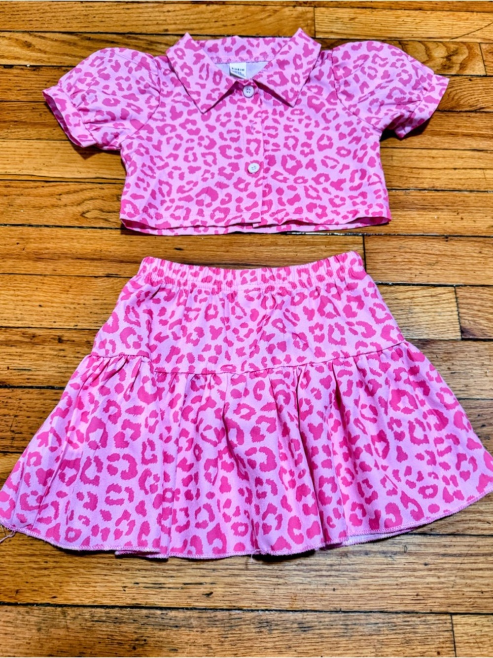 Toddler Girls Pink Leopard Print 2-Piece Set | Size 18-24M |